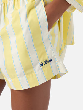 Yellow striped Meave cotton shorts