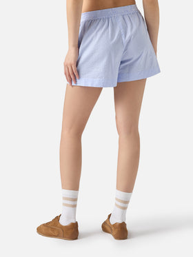 Light blue striped Meave seersucker shorts