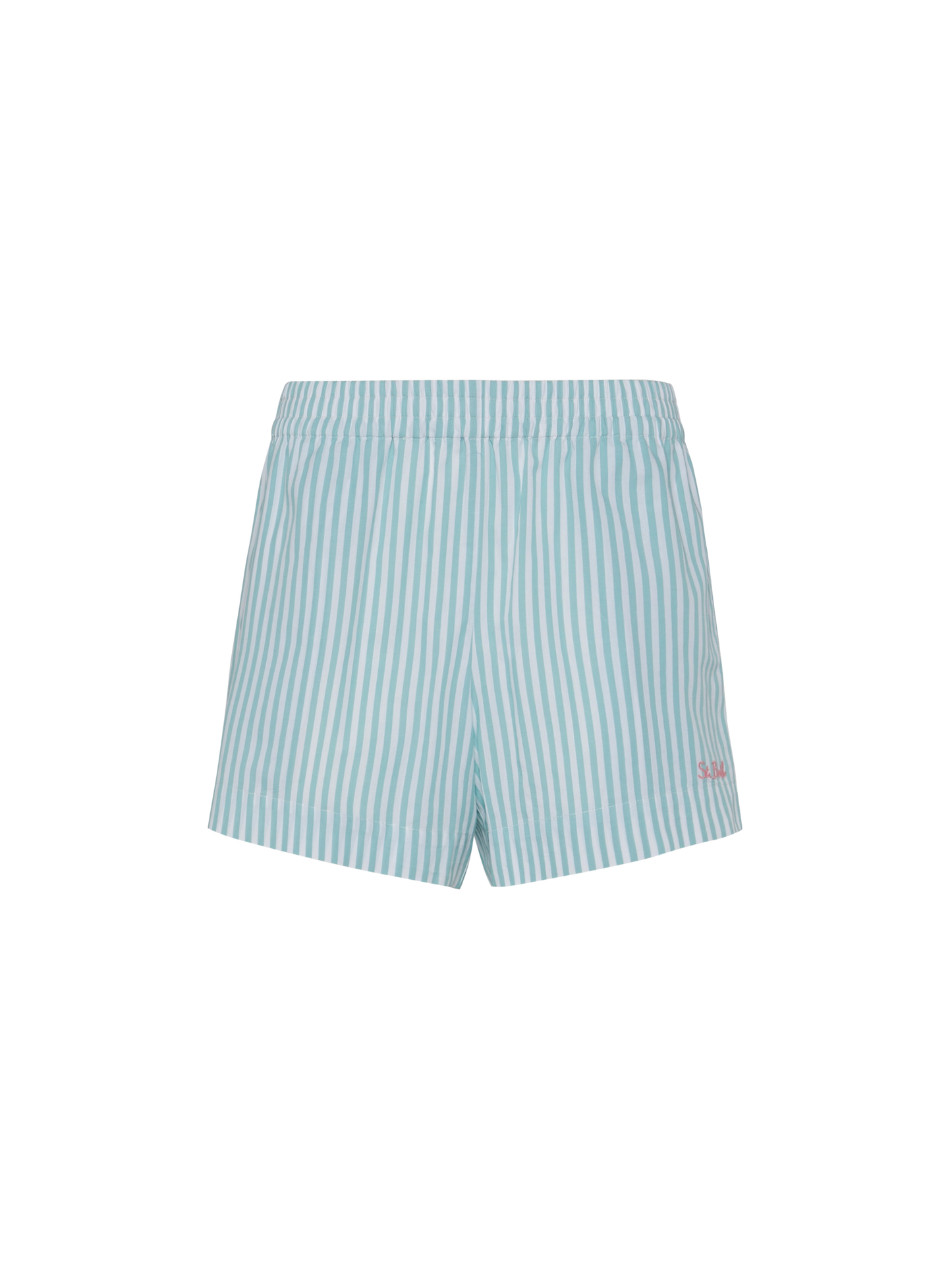 Meave cotton poplin pull up shorts with striped print