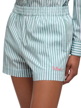 Meave cotton poplin pull up shorts with striped print