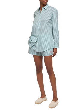 Meave cotton poplin pull up shorts with striped print