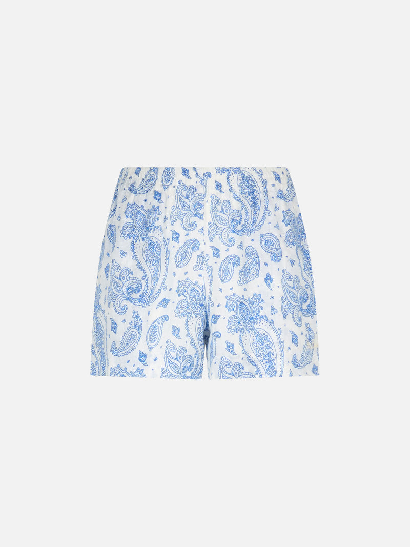 Pantaloncini da donna pull up in lino paisley Meave