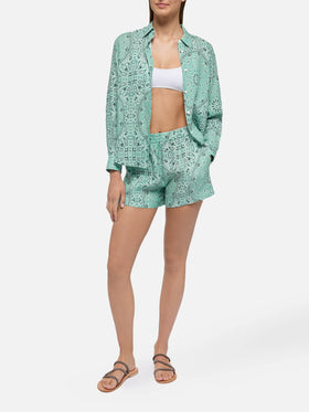 Meave – Pull-Up-Shorts aus Leinen mit Bandanna-Print