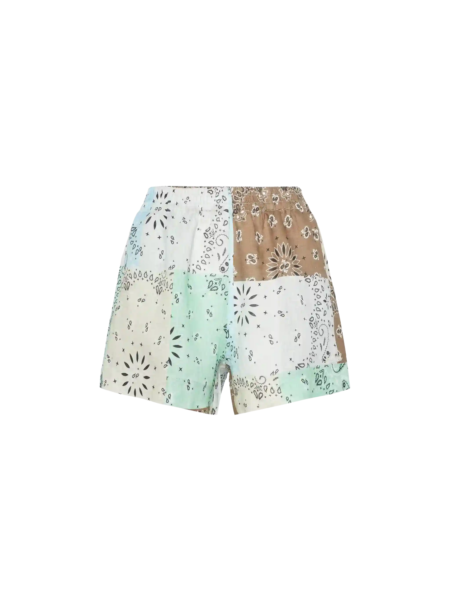 Meave linen pull up shorts with bandanna patch print