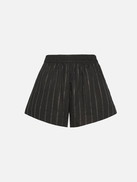 Meave – Pull-Up-Shorts aus Baumwollpopeline mit gestreifter Strassverzierung