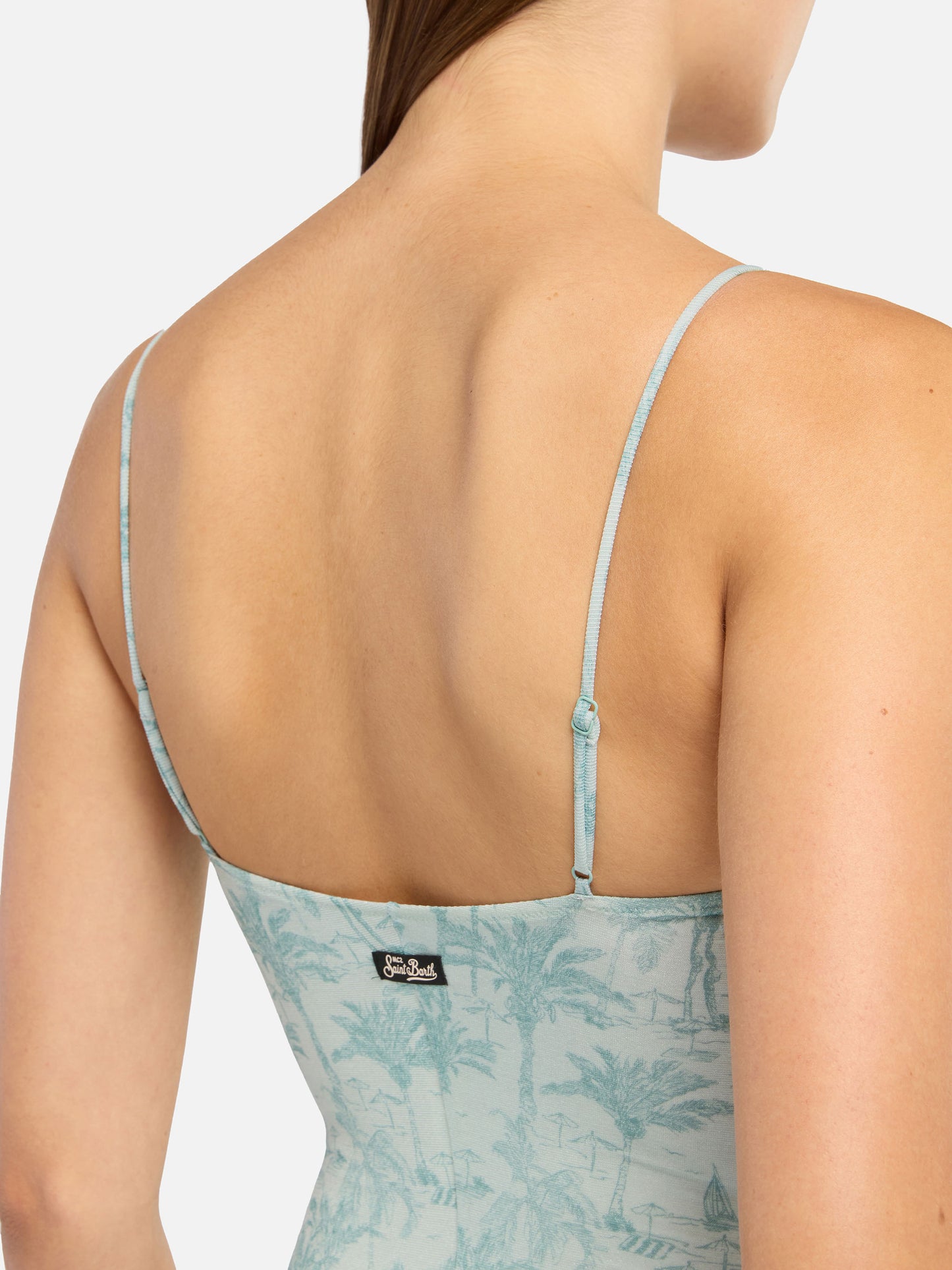 Medea Lurex-Bügelbadeanzug mit Toile-de-Jouy-Print