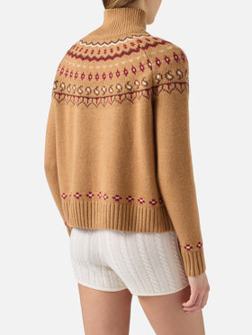 Woman cashmere blend sweater Meghan with nordic jacquard