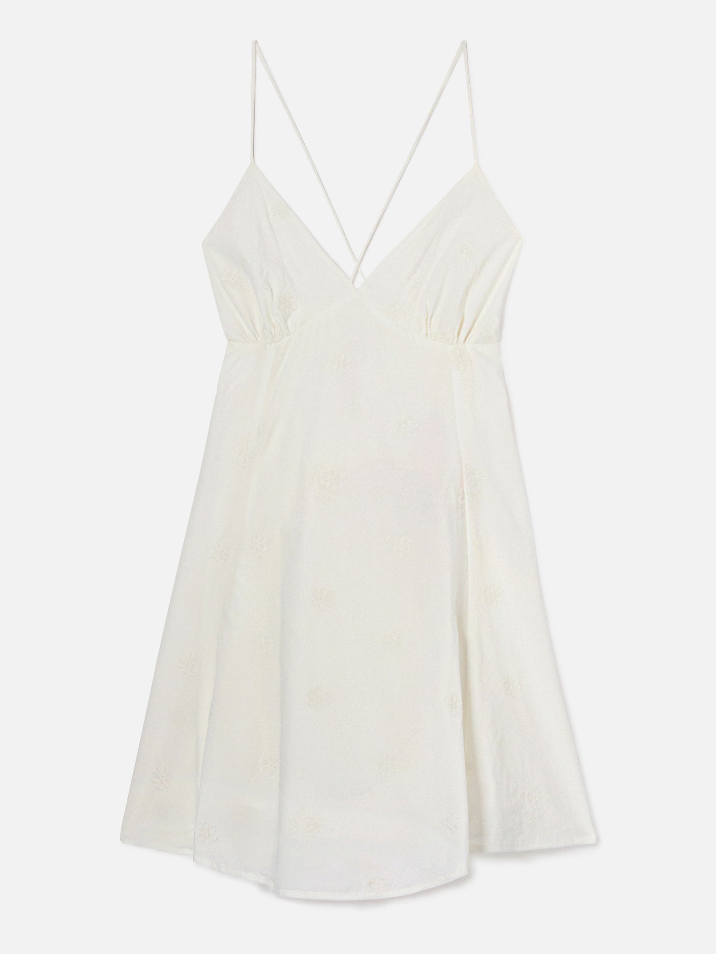 Abito corto Marge in cotone bianco con ricamo floreale