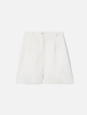 White Maggy linen shorts
