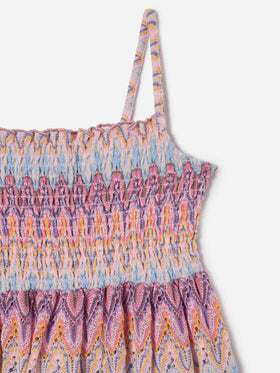 Abito Miki prendisole in maglia raschel con motivo fiamma pastello
