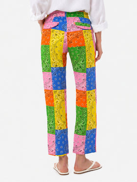Millie multicolor bandana linen pants