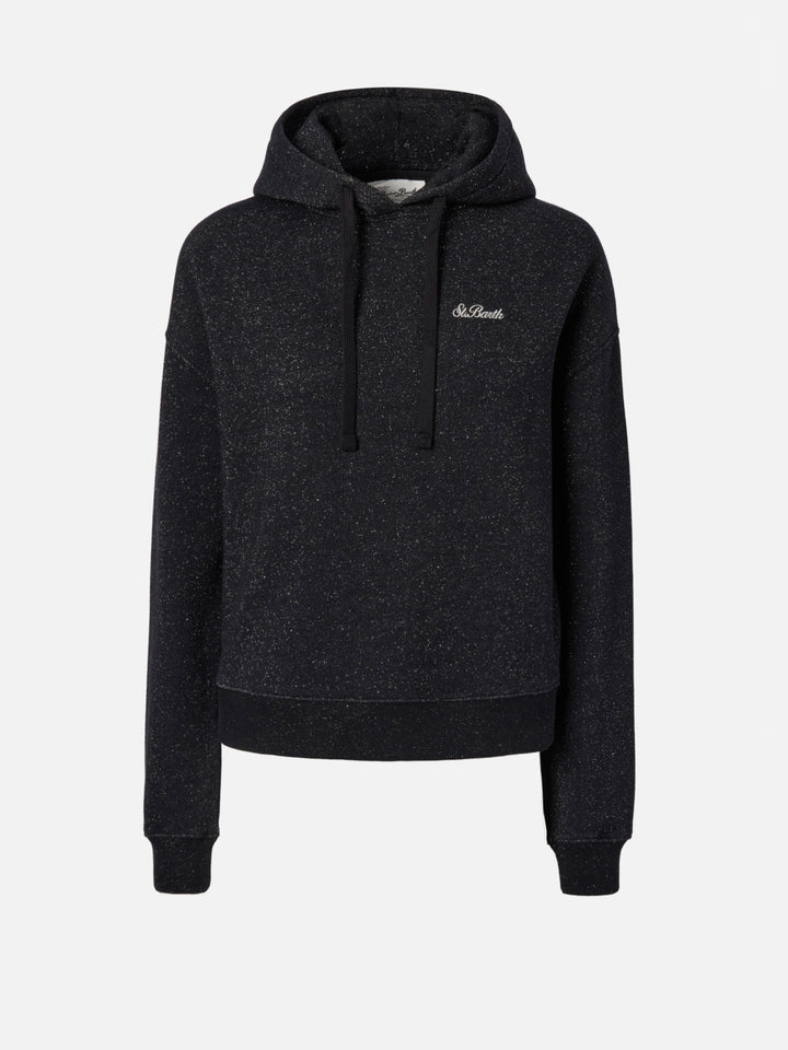 Mindy Hoodie aus schwarzem Baumwoll-Lurex-Gemisch