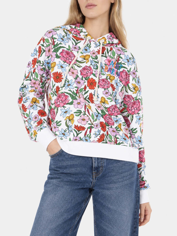 Cotton hoodie with flower print