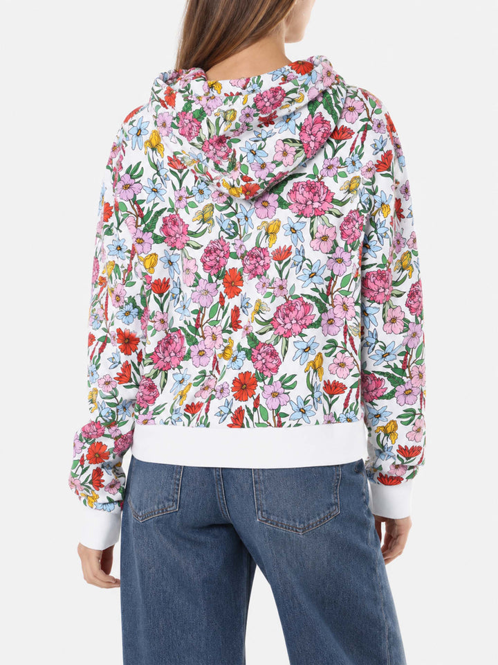 Cotton hoodie with flower print