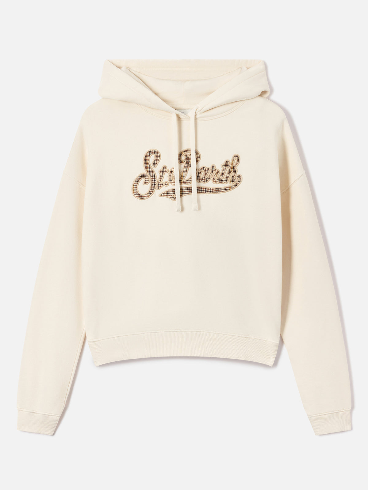 Sweat à capuche Mindy Off white avec empiècement logo tartan 