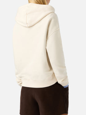 Sweat à capuche Mindy Off white avec empiècement logo tartan 
