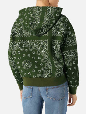 Sweat-shirt à capuche Green Mindy avec imprimé bandana 