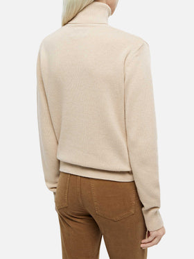 Woman beige cashmere blend turtleneck sweater Moody - MC2 Saint Barth
