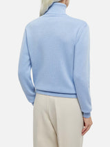 Woman light blue cashmere blend turtleneck sweater Moody