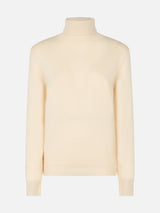 Woman white cashmere blend turtleneck sweater Moody