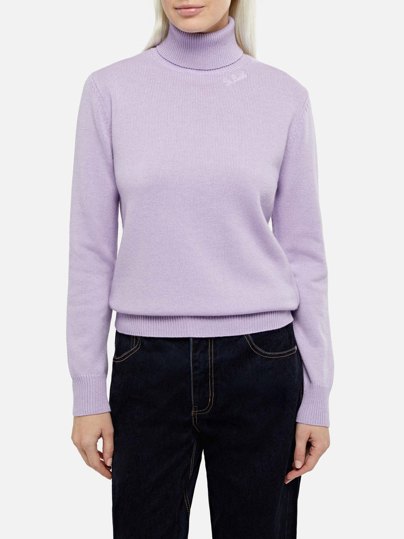 Woman lilac cashmere blend turtleneck sweater Moody