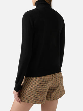 Moody turtleneck sweater in cashmere in black with St. Barth embroidery