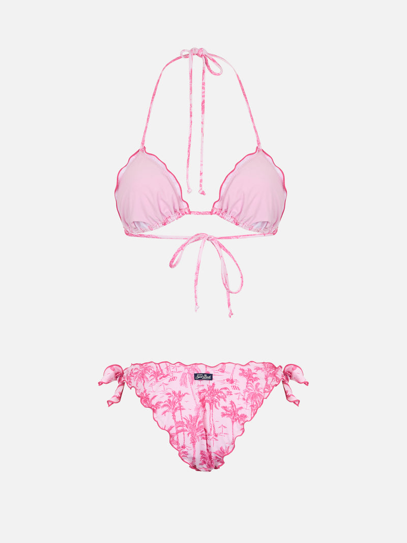 Klassischer Damen-Triangel-Bikini „Toile de Jouy“ Sagittarius Moon