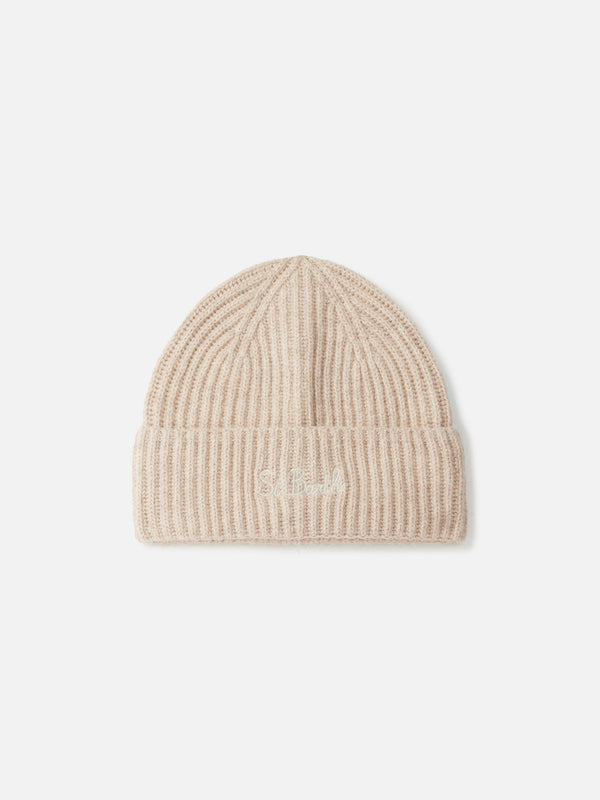 Woman beige cashmere blend hat Moss