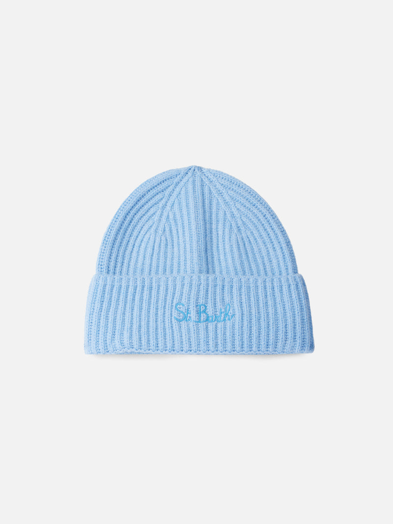 Woman light blue blended cashmere hat Moss