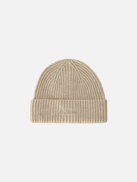 Bonnet en laine Beige Moss avec logo brodé 