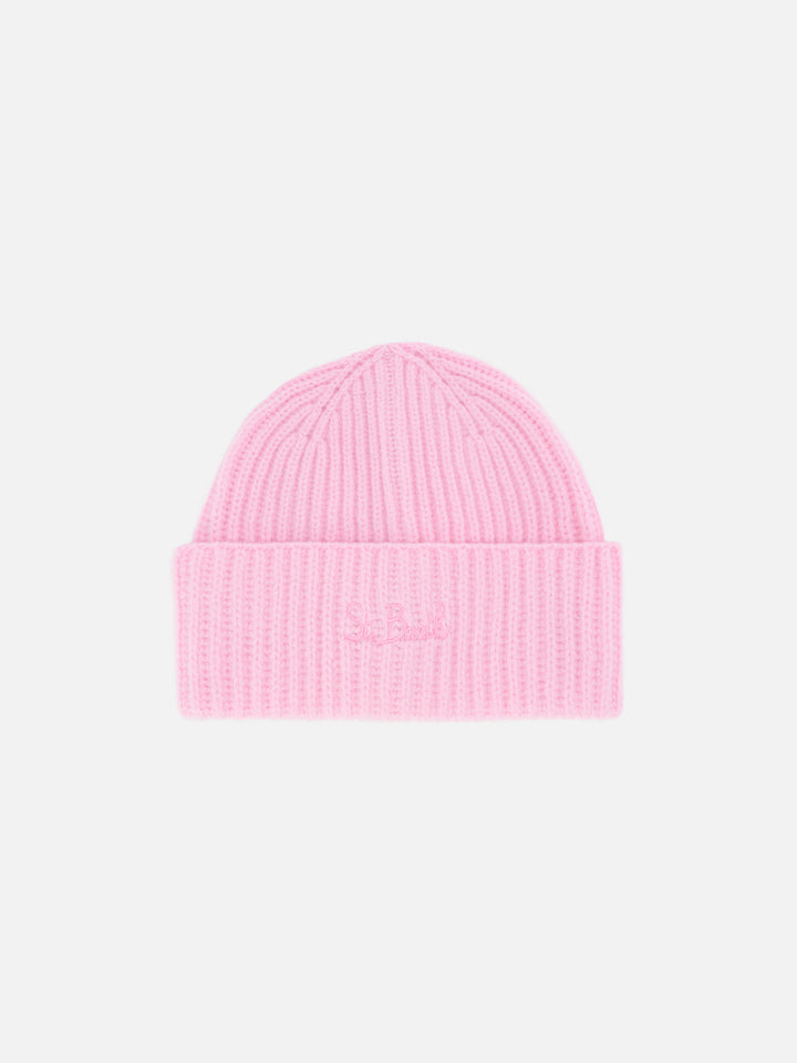 Moss Jr Beanie in pink 100% WOOL with St. Barth embroidery