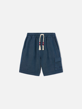Marineblaue Bermuda-Shorts Marseille Jr aus Leinen 