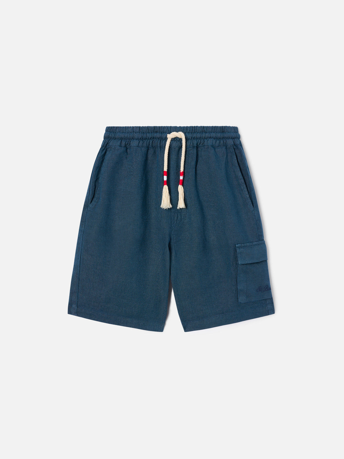 Bermudas Marseille Jr de lino en azul marino 