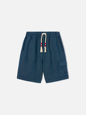 Bermudas Marseille Jr de lino en azul marino 