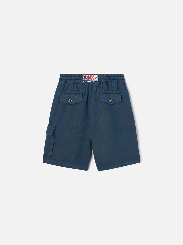 Bermudas Marseille Jr de lino en azul marino 