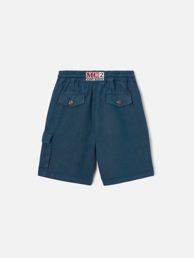 Bermudas Marseille Jr de lino en azul marino 