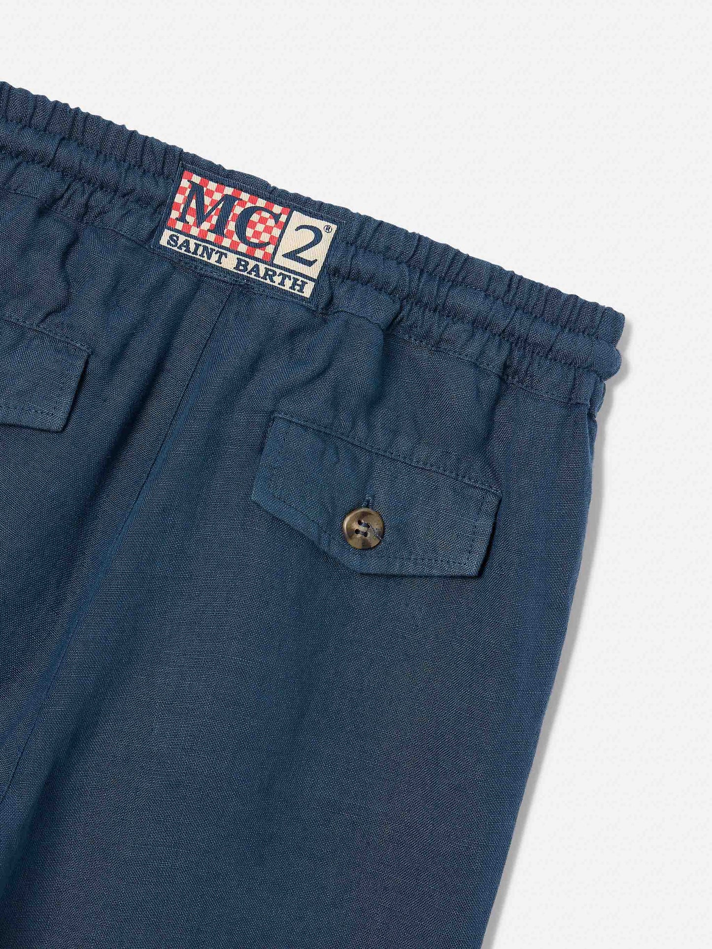 Marineblaue Bermuda-Shorts Marseille Jr aus Leinen 