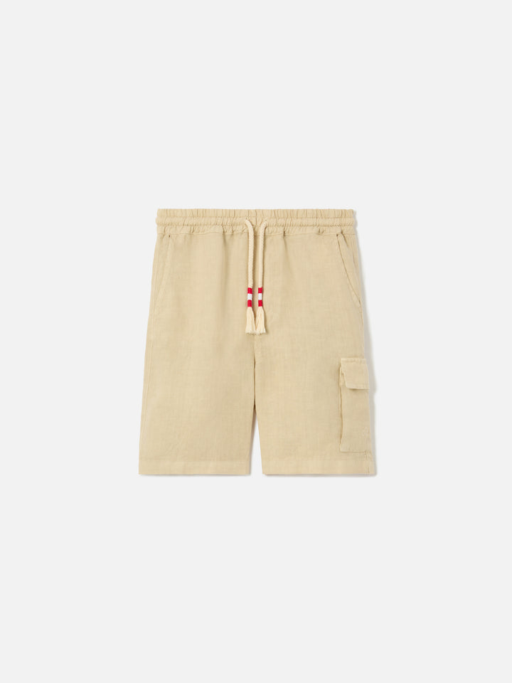 Beige Marseille Jr shorts in linen