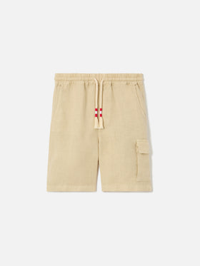 Beige Marseille Jr shorts in linen