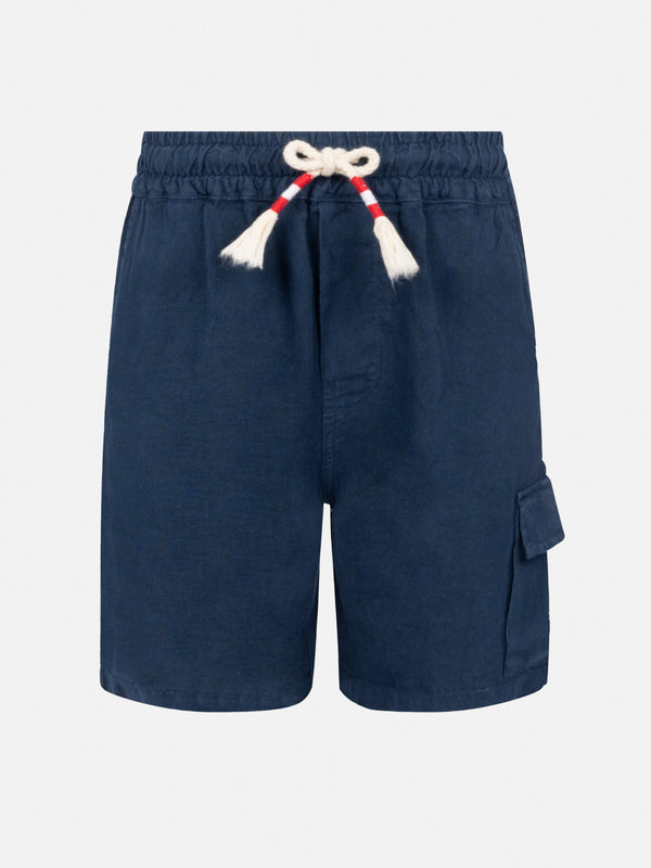 Marseille Jr navy blue linen bemuda