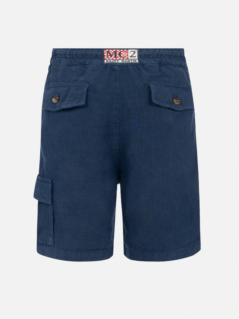 Marseille Jr navy blue linen bemuda