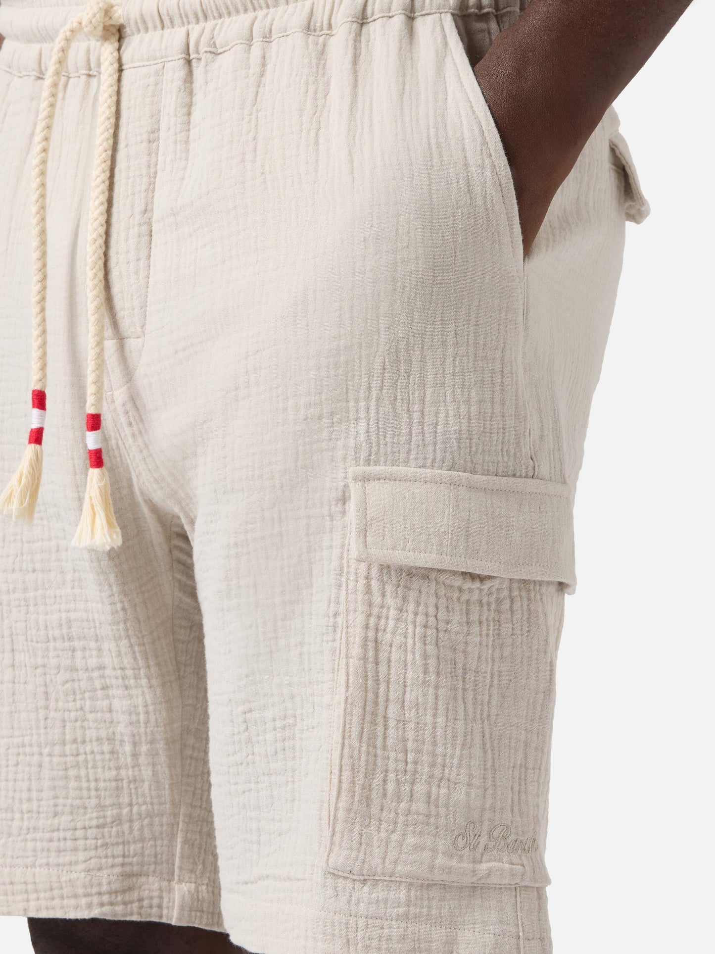 Bermuda Marseille in garza di puro cotone soft beige