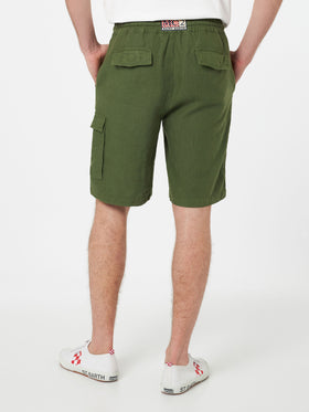 Bermuda da uomo in lino verde militare Marseille