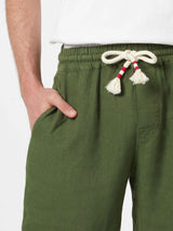 Man military green linen bermuda Marseille