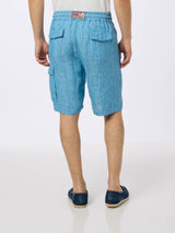 Bermuda da uomo in lino blu denim Marsiglia