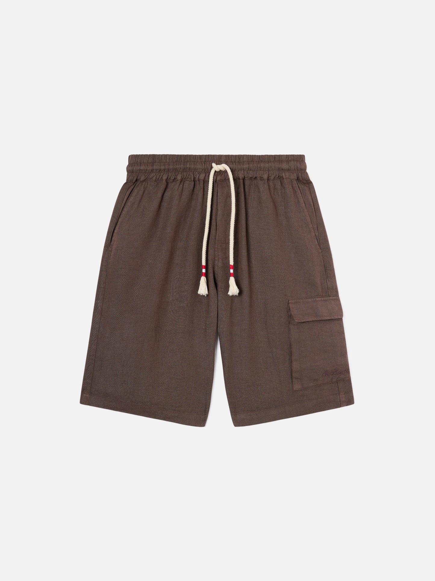 Braune Marseille-Bermudashorts aus reinem Leinen 