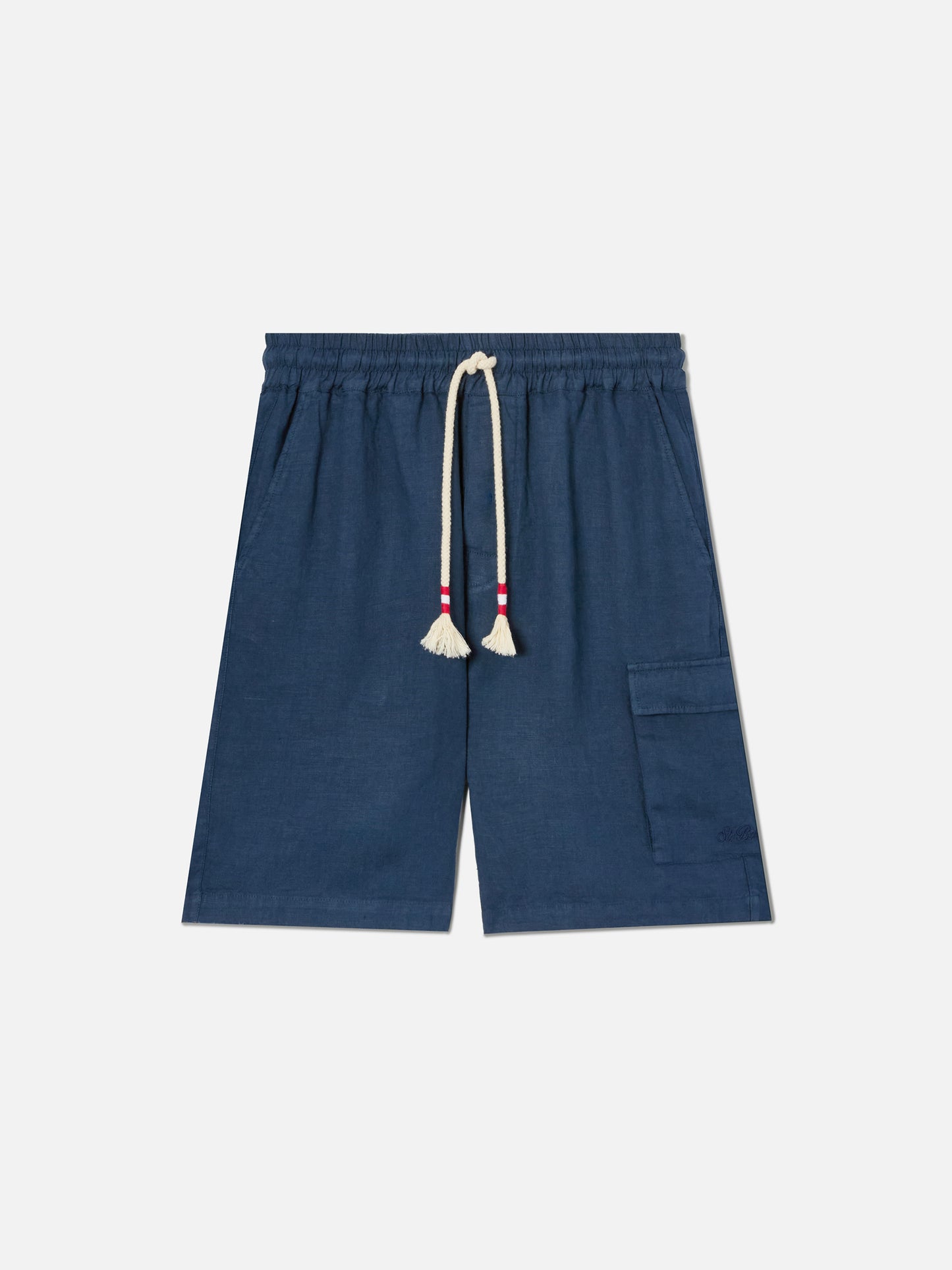 Navy blue Marseille bermuda shorts in pure linen