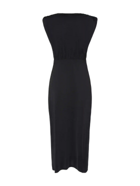 Schwarzes ärmelloses Maxikleid Marina