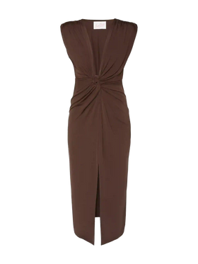 Marina braunes ärmelloses Maxikleid