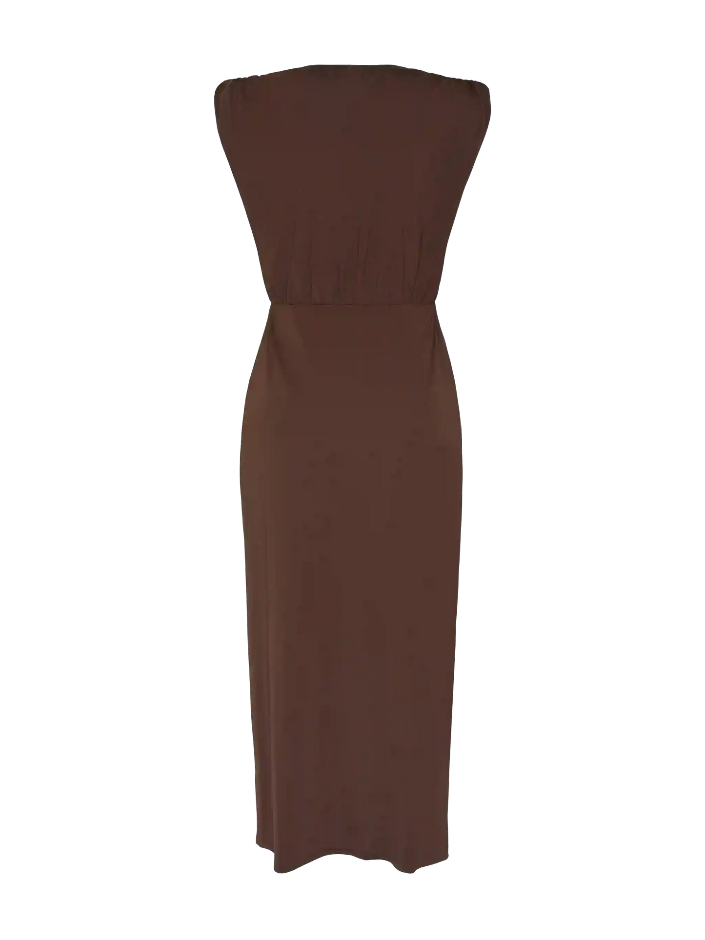 Marina braunes ärmelloses Maxikleid